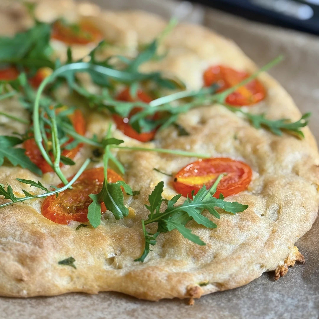 Focaccia mit extrem niedrigem Kohlenhydratgehalt aus Fibriya Backwaren-Ballaststoffmix