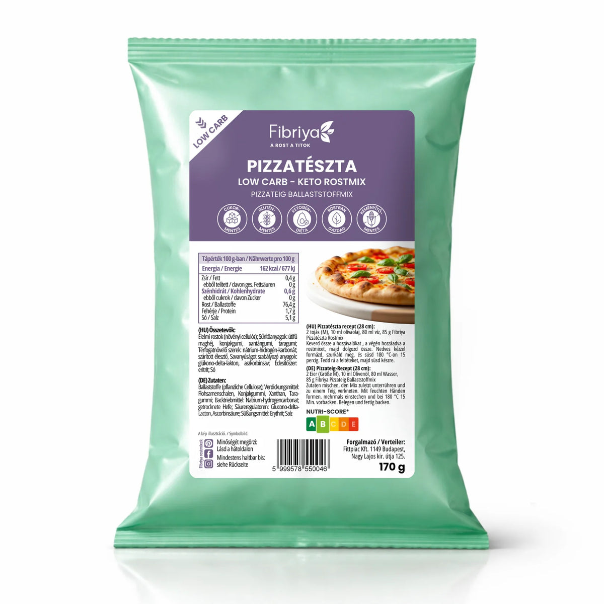 Fibriya Pizzateig – Low-Carb Keto Ballaststoffmix 170g