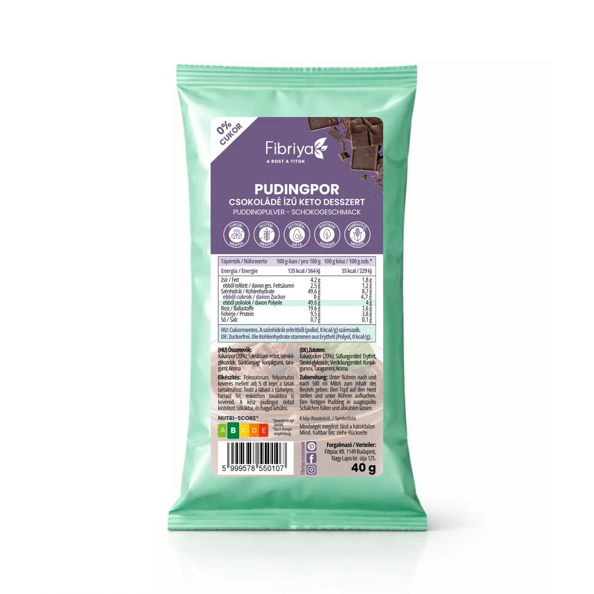 Fibriya Puddingpulver Schokolade – Keto Dessert 40g