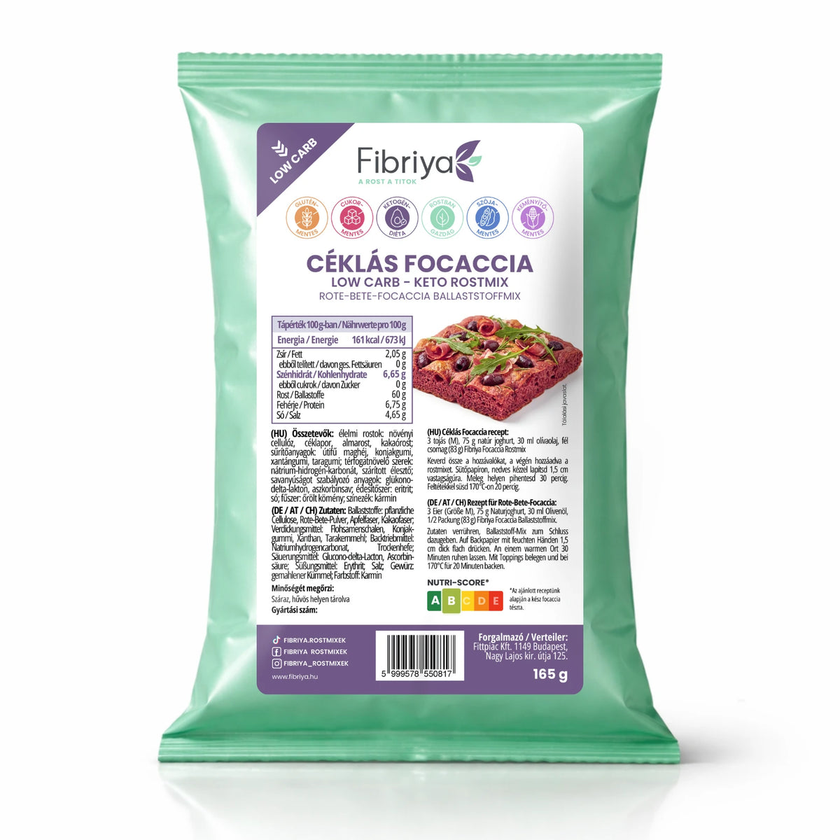 Fibriya Céklás-köménymagos Focaccia rostmix