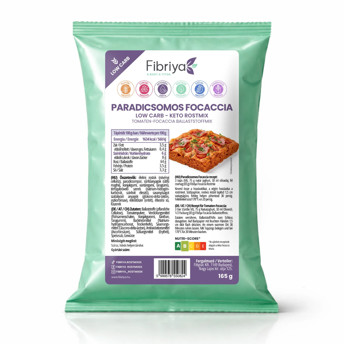 Fibriya Paradicsomos-zöldfűszeres Focaccia rostmix