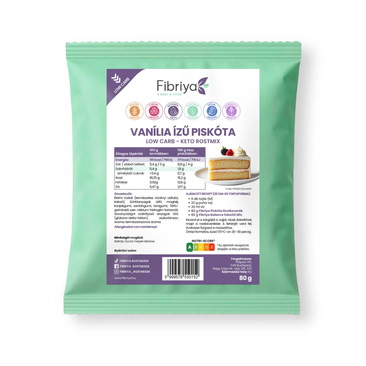 Fibriya Vanília ízű piskóta rostmix