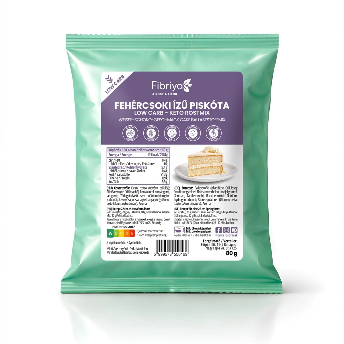 Fibriya Fehércsoki ízű piskóta rostmix