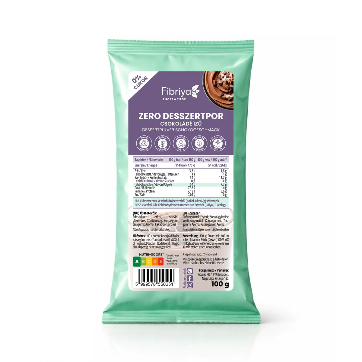 Fibriya Zero Dessertpulver Schokolade 100g