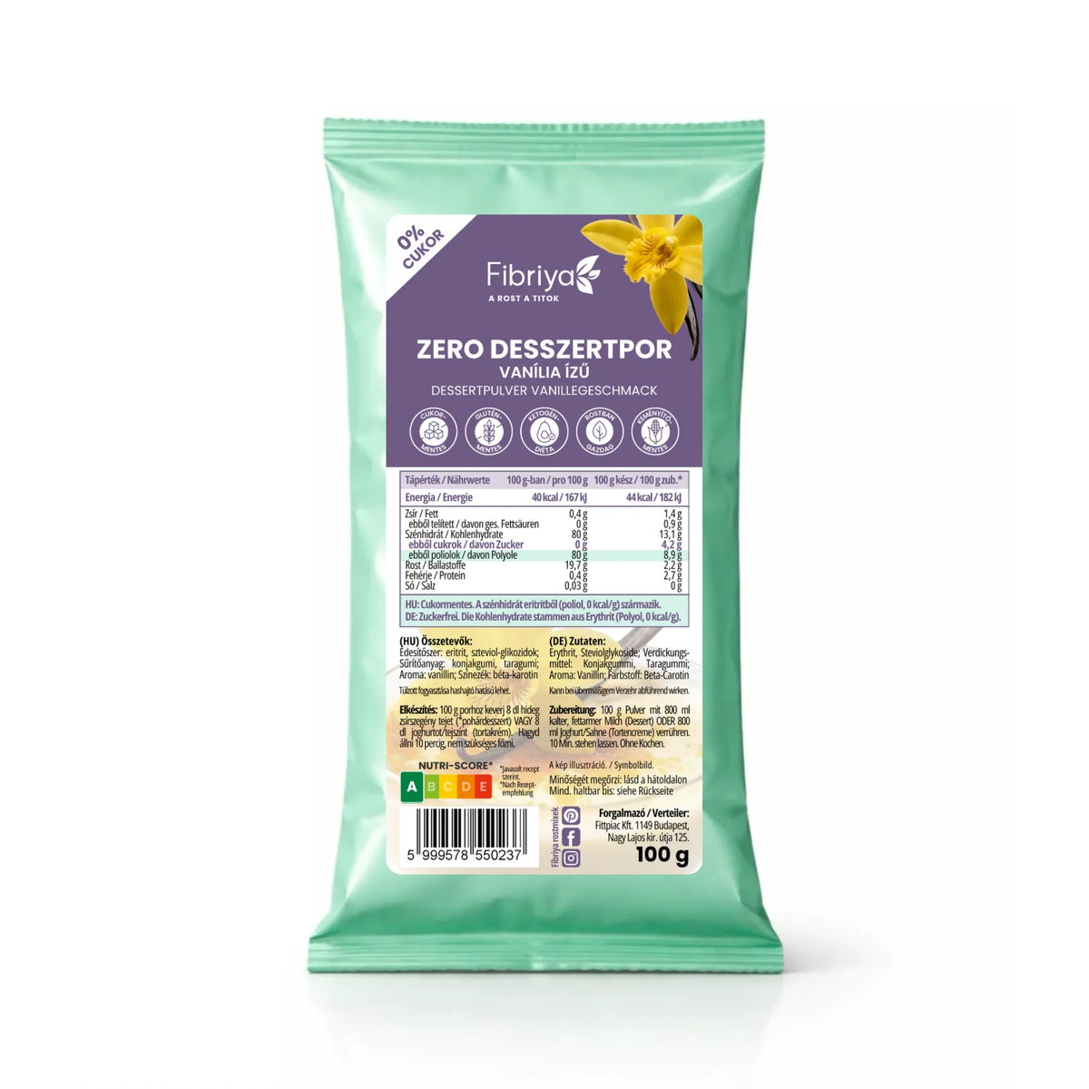 Fibriya Zero Dessertpulver Vanille 100g