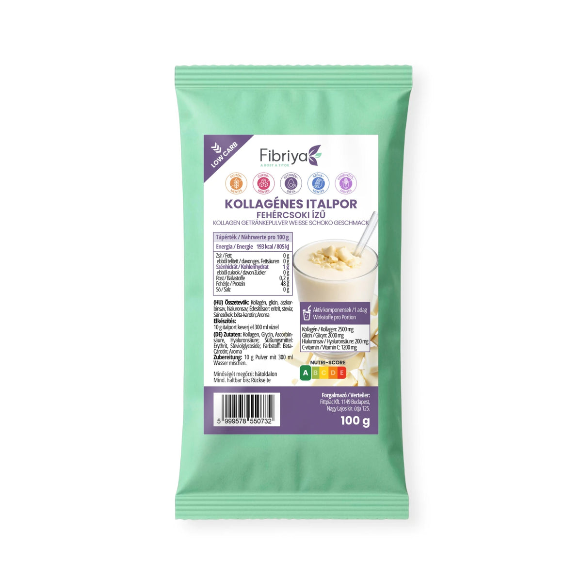 Fibriya Getränkepulver mit Kollagen Weiße-Schoko 100g